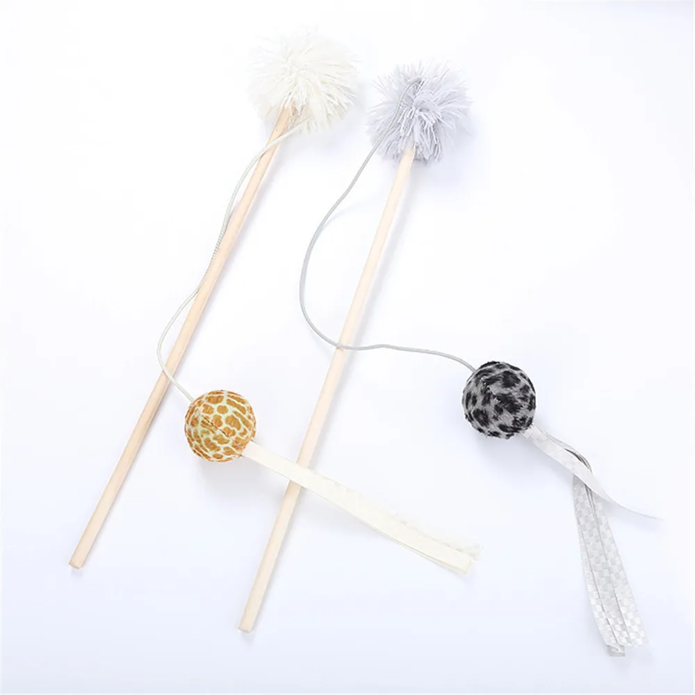 Котёнок Кот Игрушка Chaser Stick Leopard стиль плюшевый шар интерактивная игра забавная игрушка для домашних животных кошки интерактивный тизер аксессуары для домашних животных