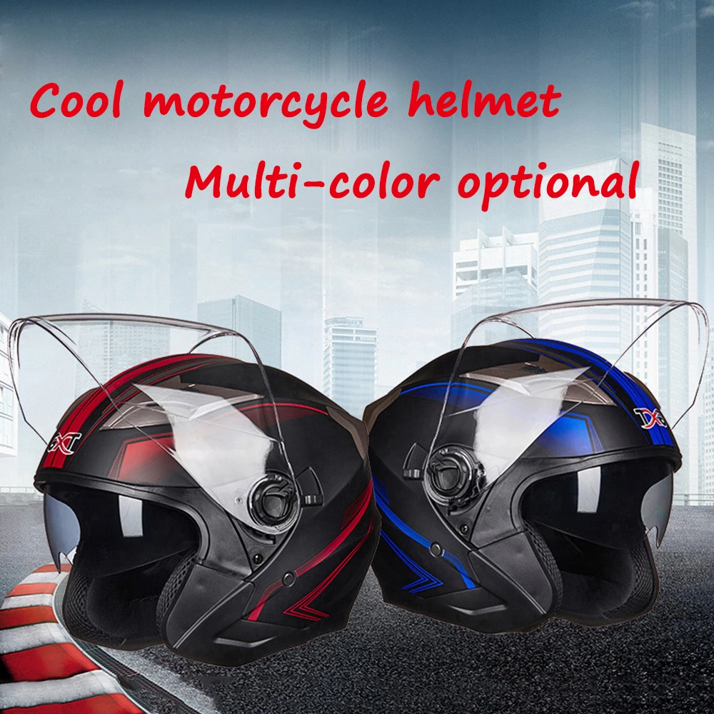 New arrival 1 PCS Motorhelm Half Gezicht ABS Motorhelm Elektrische Veiligheid Dubbele Lens Helm voor Vrouwen/Mannen