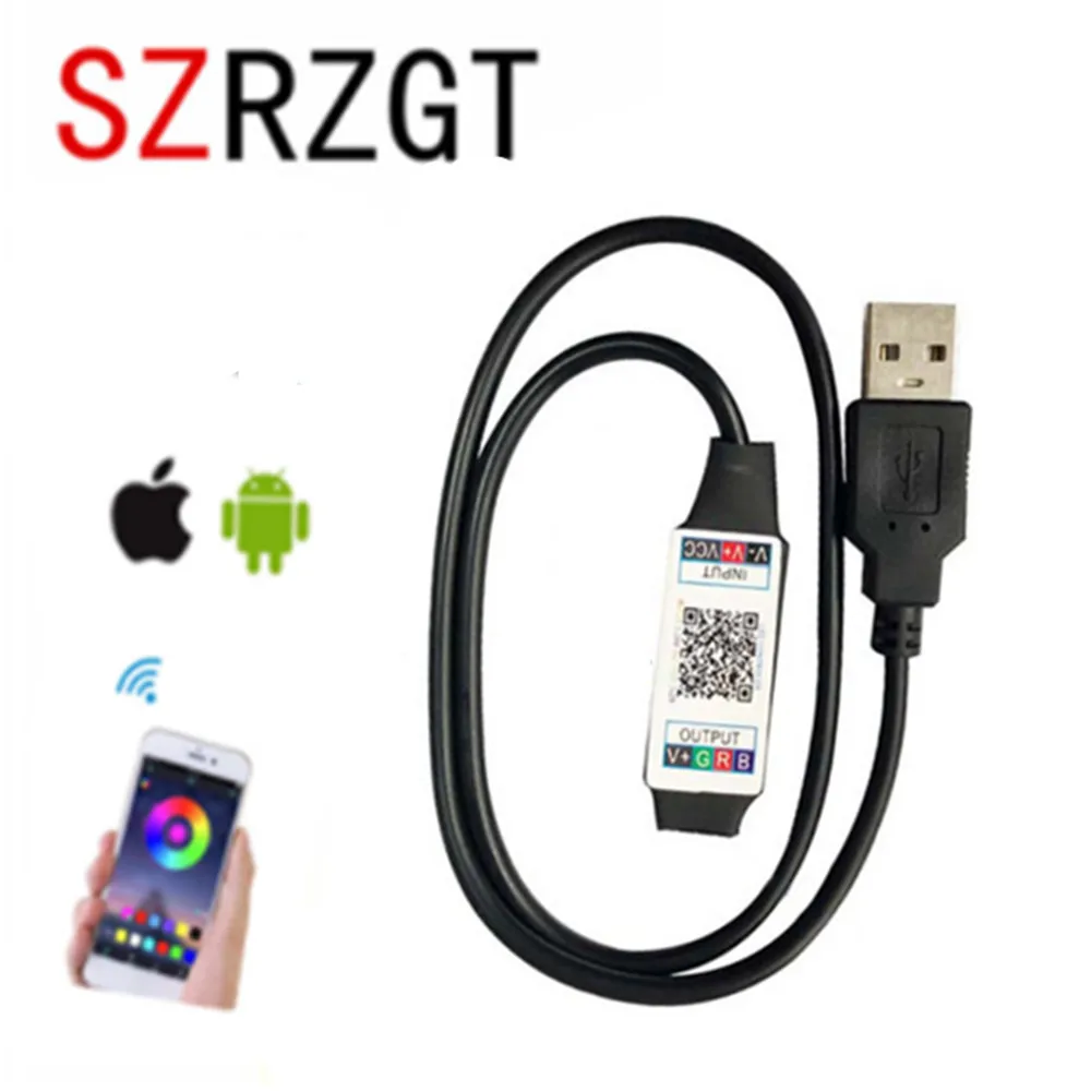 Миниатюрный Bluetooth-совместимый контроллер RGB USB 5 В музыкальный Bluetooth светодиодный