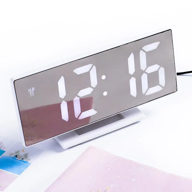 Светодиодный зеркальный цифровой электронные часы с будильником Часы Настольный Многофункциональный Повтор ночной дисплей светодиодный Настольный Будильник декоративные часы - Цвет: C