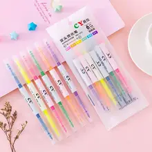 6 шт./упак. двойной головкой Цвета косой; Цвет зеленый, желтый, косметическое средство, Рекламные маркер для рисования флуоресцентных ручек подарочные канцелярские товары