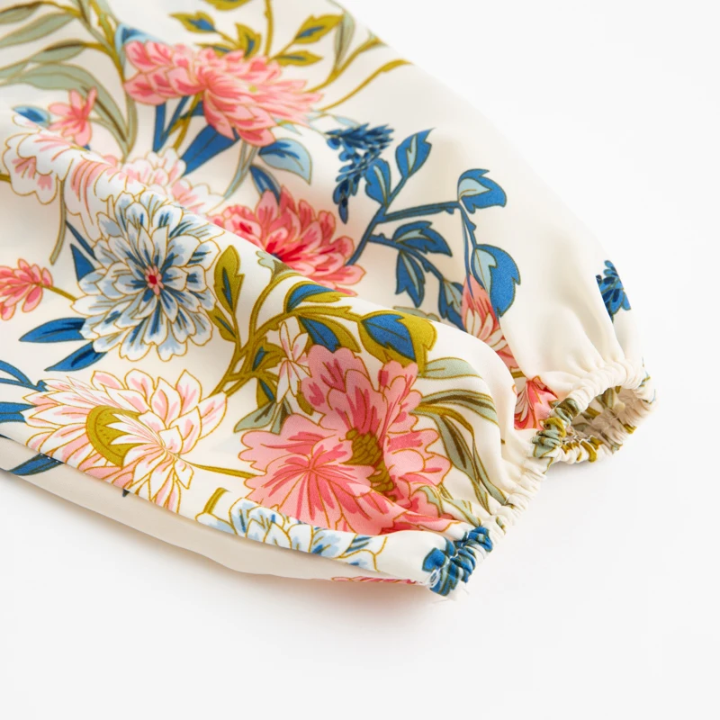 Casual Printed Women Blouse Loose Summer Puff Sleeve V-neck Floral Top Fashion Holiday Style Mid-sleeve Female Blouse in Tops & Tees