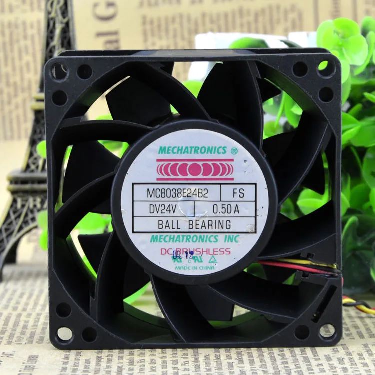MC8038E24B2 24V 0.50A 3 провода 8 см защиты электродвигателя Вентилятор охлаждения