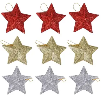 

18pcs 7CM Christmas Tree Toppers Shiny Star Hanging Pentagram Pendant Christmas Tree Ornament Christmas Decoration For Home Xmas