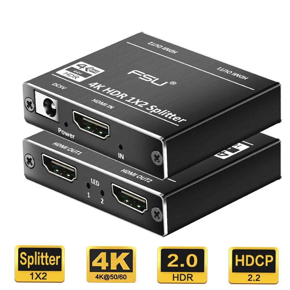 1 в 2 из HDMI Splitter HDR 2,0 1080 p 4 K 60 Гц HDCP 2,2 видео кабель HDMI коммутатор 1X2 для HDTV DVD PS3/4 HDMI адаптер