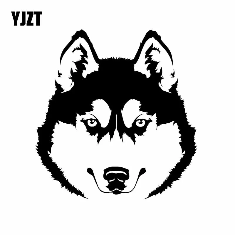 

YJZT 14.1X14.7CM Husky Head Dog Pet Animal Car Stickers Art Mural Vinyl Decal Decoration Black/Silver C24-1237