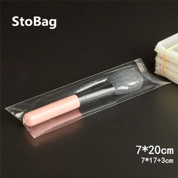 

StoBag 1000pcs 7*20cm Clear Self Adhesive Bags Opp Plastic Bag Slender Bag Gift Jewelry Packaging Bag Long Card Little Pen Candy
