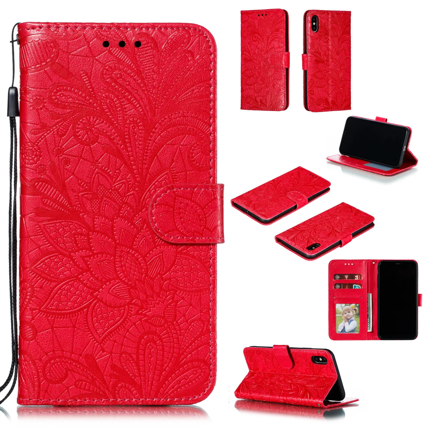 Роскошный 3D розовый кожаный флип-чехол для iPhone 11 Pro Max X XR Xs Max 7 8 Plus чехол-кошелек тисненые перчатки с цветочным узором держатель для карт сумки