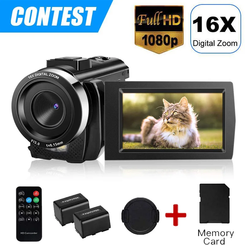 

Professional 4K HD Camcorder Video Camera 3.0 Inch LCD Screen Camera 16x Digital Zoom Camera With Microphone
