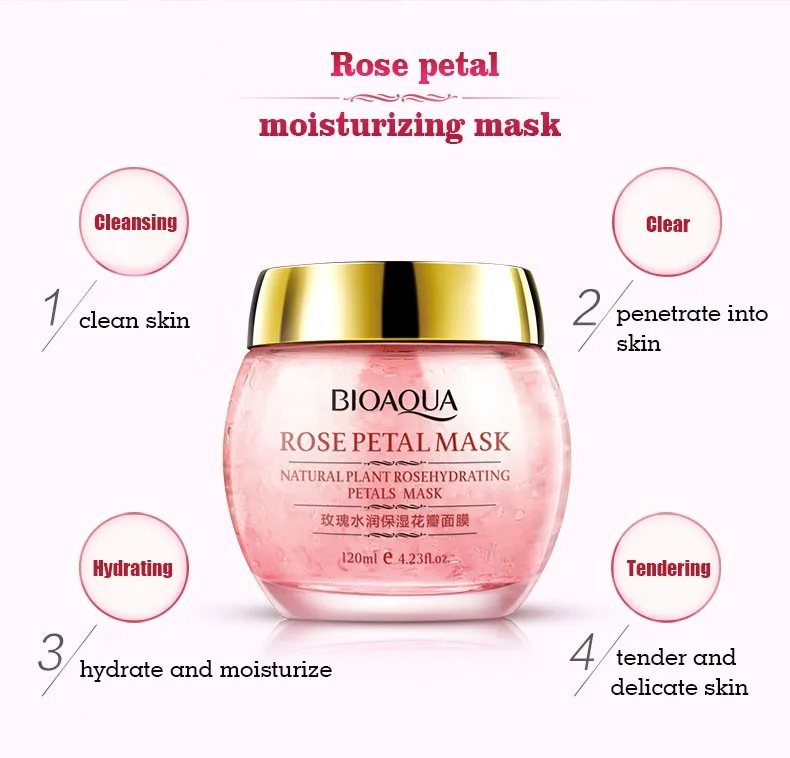 BIOAQUA No Wash Sleeping Moisturizing Whitening Skin Care Rose Petal Face Mask
