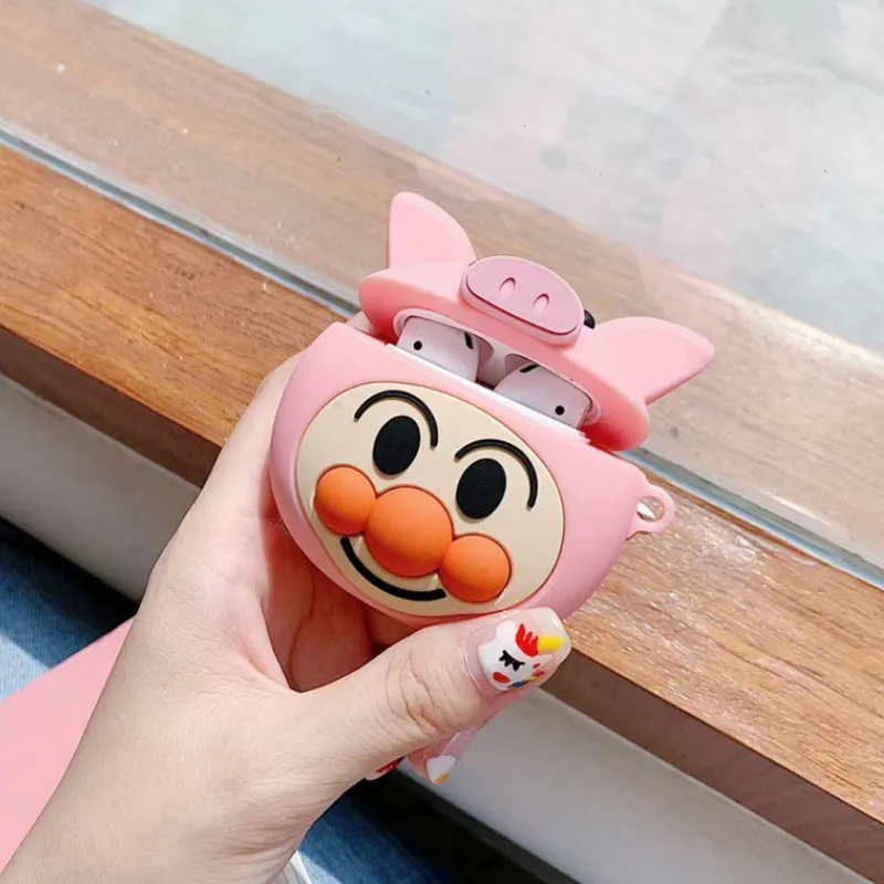 3D Силиконовый наушник чехол для Airpods 2 Чехол милые собаки рыбы мультипликационные наушники чехол для Apple Air pods чехол для Earpods брелок