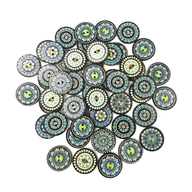 

500PCS Gray Blue Retro Series Wood Buttons for Handwork Sewing Scrapbook Clothing Crafts Accessories Gift Card 20mm 25mm 2-Holes