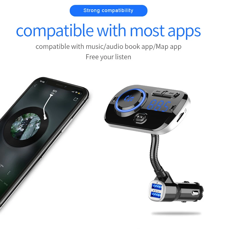 Bluetooth fm-передатчик, беспроводной автомобильный fm-модулятор, Автомобильный MP3-плеер, автомобильный комплект, Bluetooth автомобильное зарядное устройство, светильник