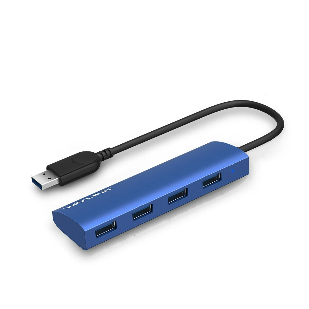 Синий Wavlink usb-хаб 3,0 4 порта алюминиевый сплав высокая скорость 5 Гбит/с Мульти USB 3,0 концентратор разветвитель адаптер для ноутбука macbook компьютер - Цвет: Синий