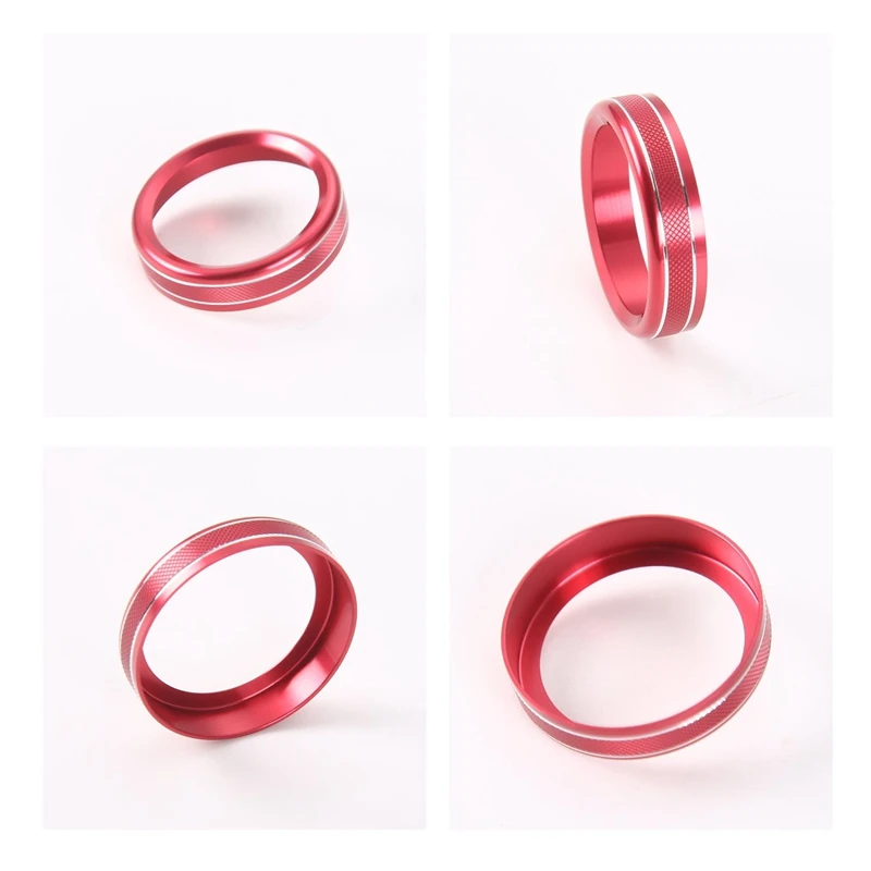 Aluminum Alloy Car Inner Air Conditioner& Trailer& 4WD Switch Knob Ring Cover Trim for Ford F150 XLT, 6Pcs