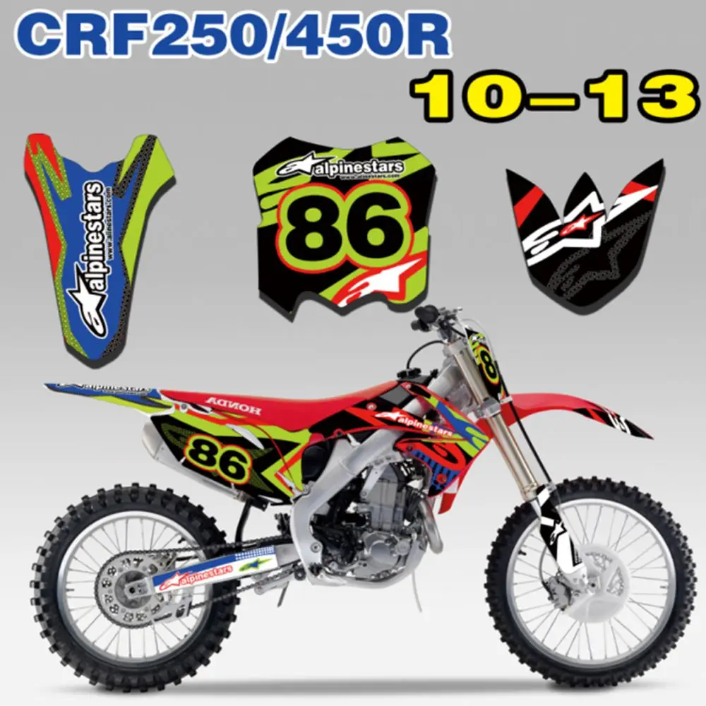 

New Full Graphics Decals Stickers Custom Number Name Glossy Bright Stickers Waterproof for 2010-2013 HONDA CRF250 CRF450