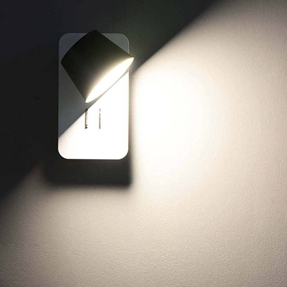 nordic indoor stair wall lamp Led wall lamps bedroom modern wall light with switch wall sconces white an black reading light