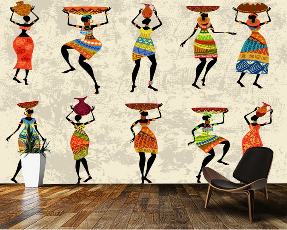 Custom Papel de parede 3d African women murals for living room TV wall vinyl wallpaper | Обустройство дома