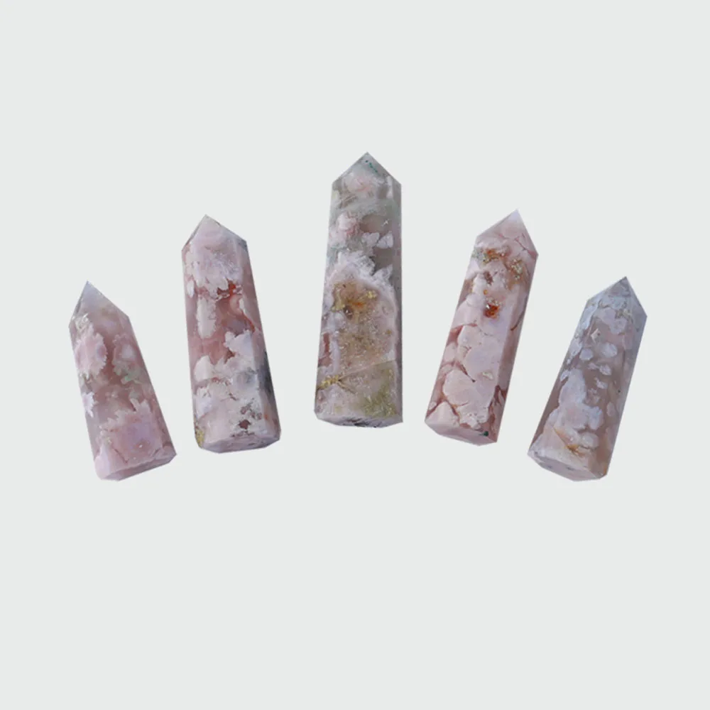 5-8cm Natural Pink Quartz Tower Sakura Agate Crystal Point Energy Stone Reiki Women Gift Home Decorate | Дом и сад