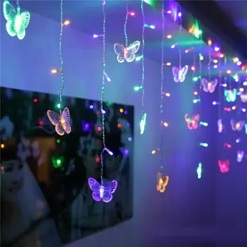 

16 Butterfly LED Curtain Lights CHRISTMAS Guirlande Holiday Lighting LED String Fairy Lights Luces Decorativas De Navidad