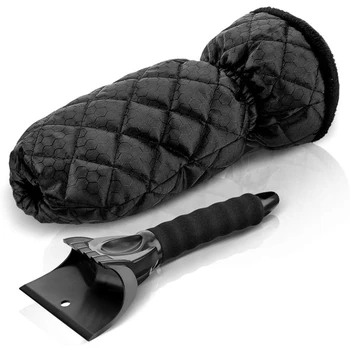 

Ice Scraper Mitt for Car Windshield Snow Scraper Glove Waterproof Snow Remover Lined of Thick Fleece Black