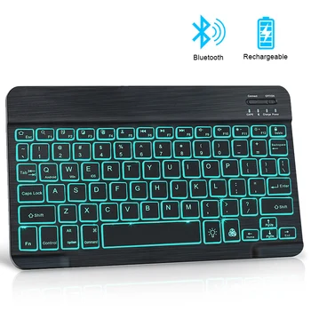 Miniteclado inalámbrico con Bluetooth, teclado RGB con retroiluminación, para Notebook, ipad, tableta, teléfono, portátil, PC