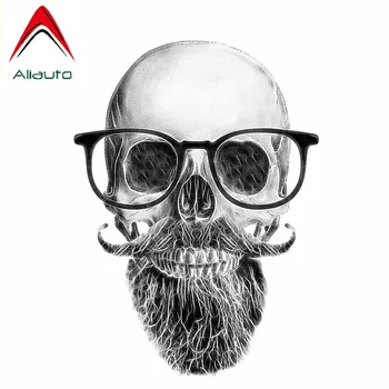 

Aliauto Funny Cartoon Car Sticker Skull Mustache Beard Glasses Decal Automobile Motorcycles Decoration Accessories,15cm*11cm