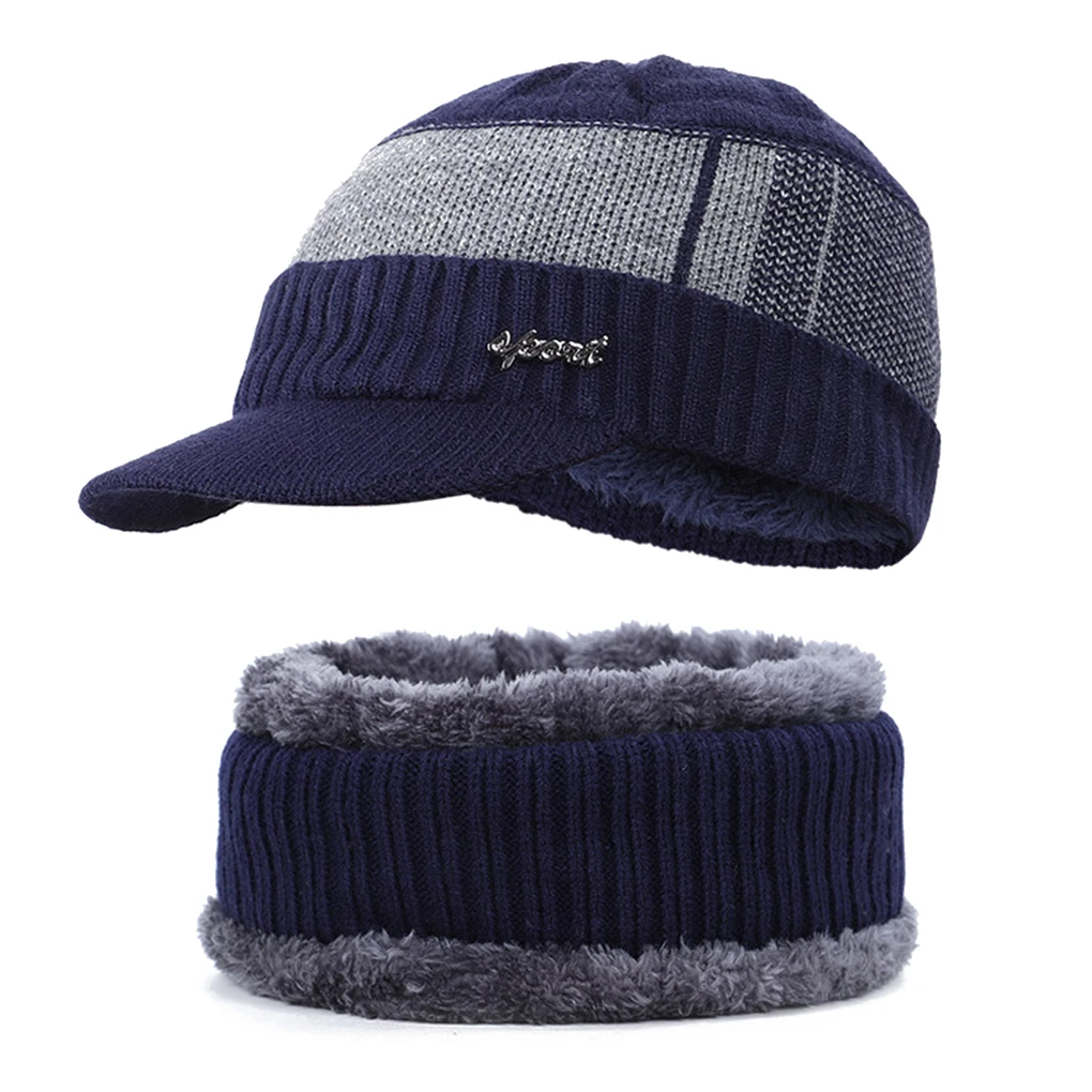 2 шт./компл. Для мужчин Skullies Beanie Шляпа Зимняя Кепки головные уборы для мужчин и женщин шерстяной шарф Кепки s комплект Балаклава маска теплая шляпа вязаная шапка
