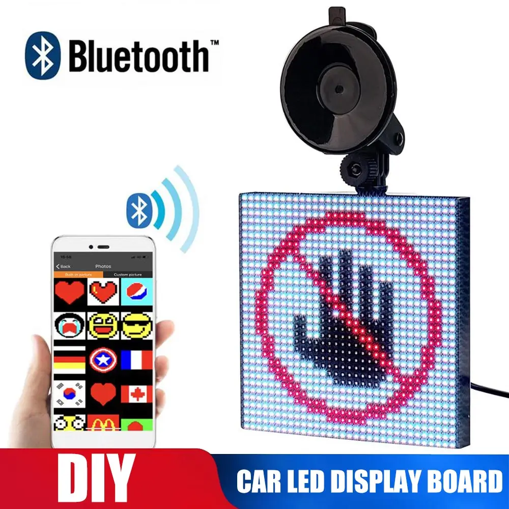 

New LED Signs Board Auto Emoticon App Controlled Bluetooth 12V Wireless Animation Programmable LED Display Screen