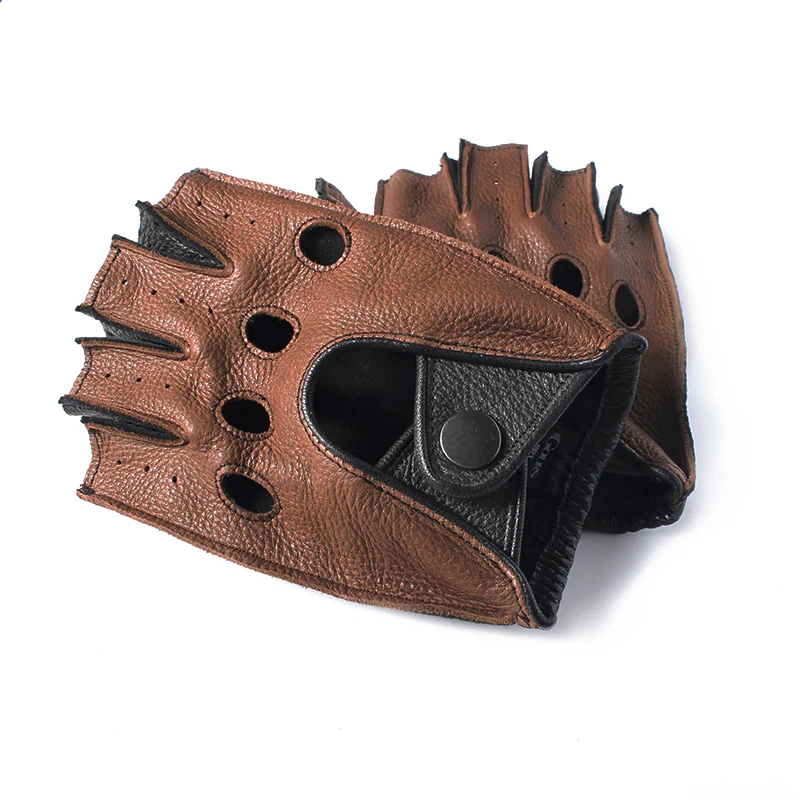 Перчатки без пальцев Gours GSM046L мужские из натуральной оленьей кожи|mens genuine leather