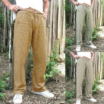 

Mens Tooling Lace-up Sweatpants Straight Solid Color Casual Long Pants FEA889