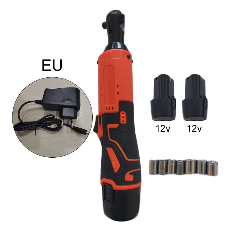 Cordless Electric Ratchet Wrench Kit Sleeves Scaffolding Torque Rechargeable Battery LED Working Light Power Repairing Tools