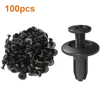 

100 Pcs Black Auto Car Door Fender 6mm Hole Push Plastic Rivets Retainer Clips New And High Quality