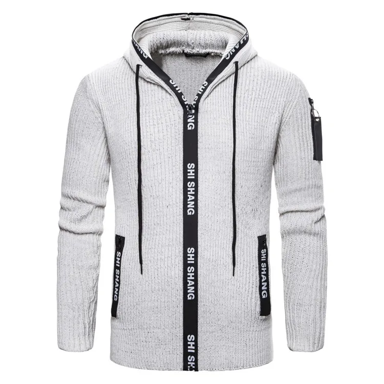 Fashion Slim Men's Knitted Zipper Sweater Autumn Casual Hooded Sweaters Male Warm Winter Cardigan Sweater Coats Tops US Size