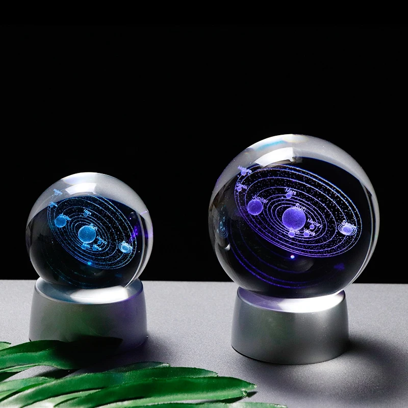 

Crystal Ball Planet 3D Solar System Model Global Glass With Led Base Home Decoration Accessories Astronomical Decorative Ball L