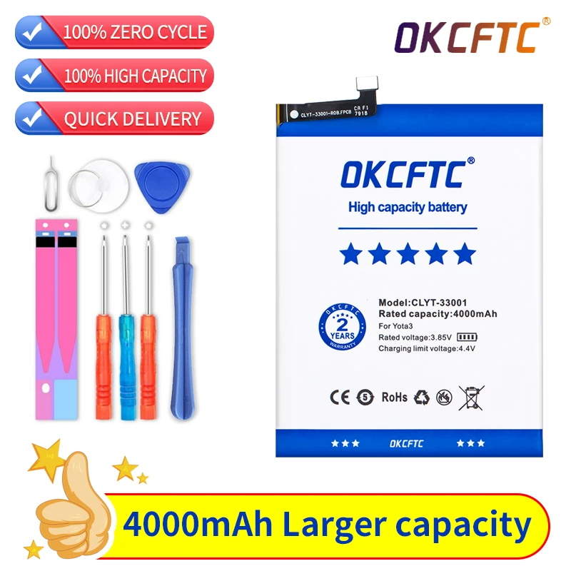 

Original OKCFTC 4000mAh CLYT-33001 Battery For YOTAPHONE 3 YOTA 3 YOTA Y3 YOTAPHONE3