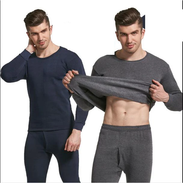 Серые кальсоны для мужчин теплое термобелье 2 шт./компл. одежда мужская зимняя плюс размер L-4XL костюм для защиты от пониженных температур Черный Синий - Цвет: Коричневый