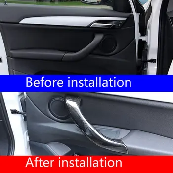 

For 2216-2020 BMW X1 F48 2018-2020 BMW X2 F47 interior modified black wood grain accessories inner handle protection frame