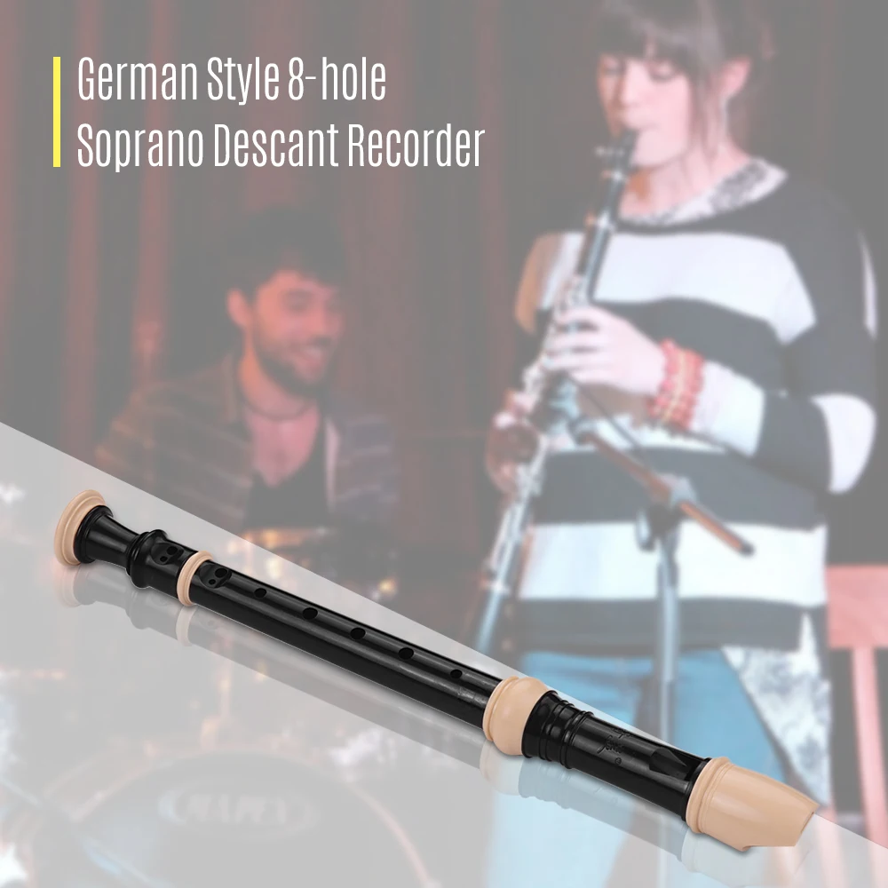 QIMEI QM8AG немецкий стиль пальцы 8 отверстий кларнет сопрано Блокфлейта дискант ABS Флейта с чистящей палкой портативный, на шнурке