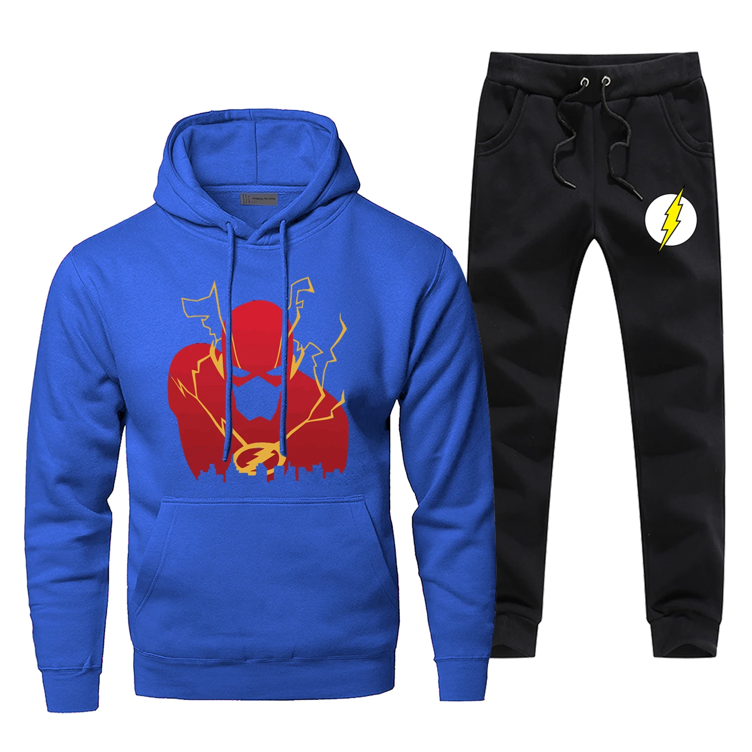 Зимние флисовые мужские куртки The Flash I Protect This City, мужские комплекты с принтом, модные толстовки+ штаны, комплект из 2 предметов, теплая спортивная одежда