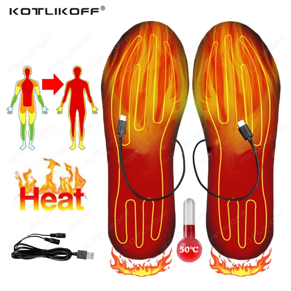 

KOTLIKOFF Unisex USB Heated Shoe Insoles For Feet Electrically Heating Insoles Winter Boots Foot Warm Sock Pad Thermal Insoles