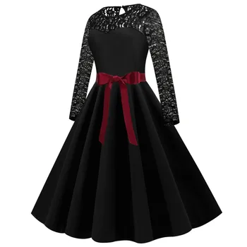 

Are you sure not to click in and see Fashion Women Lace Pach-work Long Sleeve O-Neck Vintage Bandage Dress dropshipping