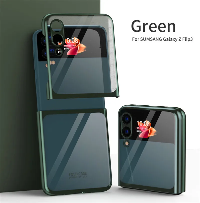 Per Samsung Z Flip 3 Zflip3 5G Custodia Placcatura In Silicone Tpu Paraurti Cover Posteriore Rigida Trasparente Per Samsung Galaxy Z Flip 3 Zflip3
