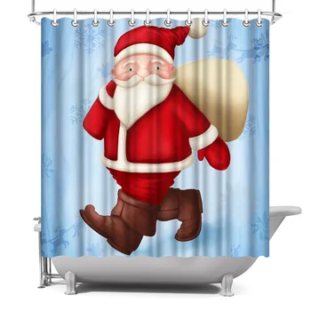 

Photo Custom Bathroom Shower Curtain Santa Claus Waterproof Polyester Fabric Bath Curtain Decor with Hooks 180x180cm Cortina