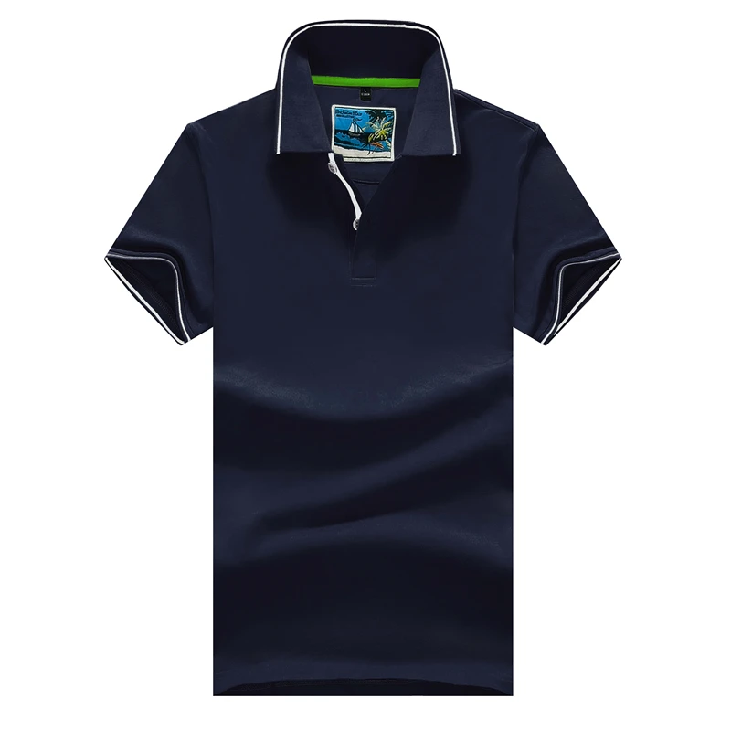 Navy blue Изготовленным на заказ логосом вышитая рубашка поло короткий рукав Футболка-поло Лого-бесплатный дизайн логотипа - Цвет: Navy blue