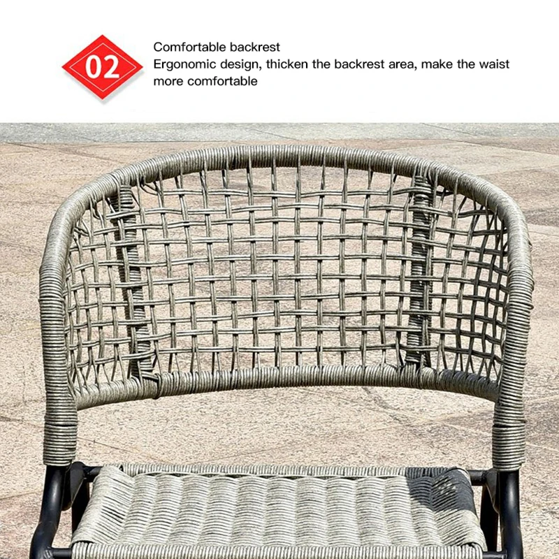 Garden Chaise Lounge Waterproof Single Person Furniture Combination Open-Air Room Modern Outdoor Dining Table Set 4 Chairs