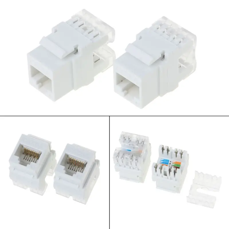 

2Pcs UTP CAT6A Network Module Information Socket RJ45 Keystone Connector Cable Adapter Keystone Jack B95C