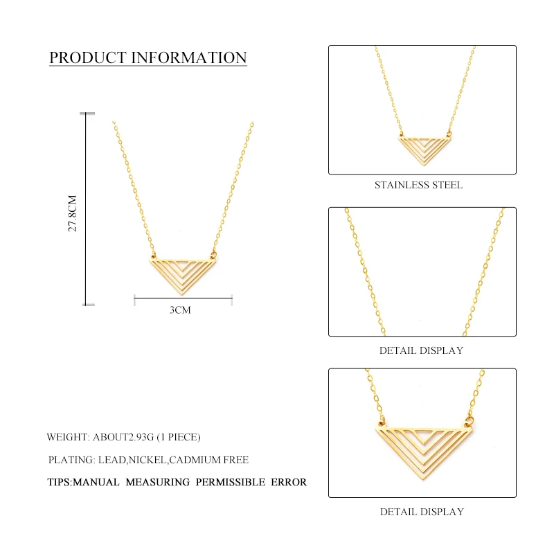 Дикое и свободное массивное ожерелье из нержавеющей стали для женщин, золотой треугольный кулон, ожерелье, элегантные чокеры, ожерелье, ювелирное изделие, подарок