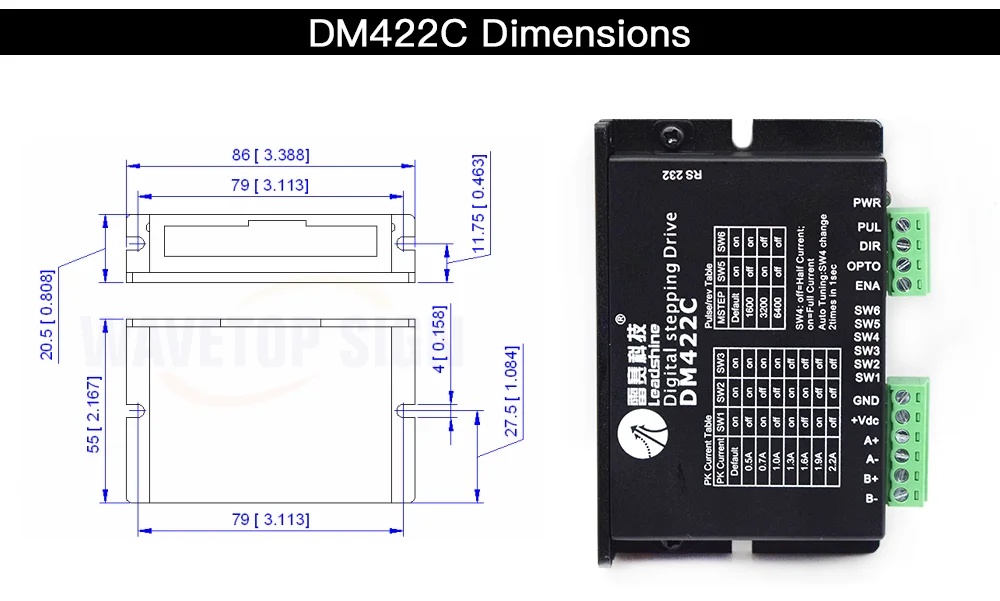 Leadshine 2-фазный шаговый мотор драйвер DM422C+ шаговый двигатель 42CM06 0.6N.m