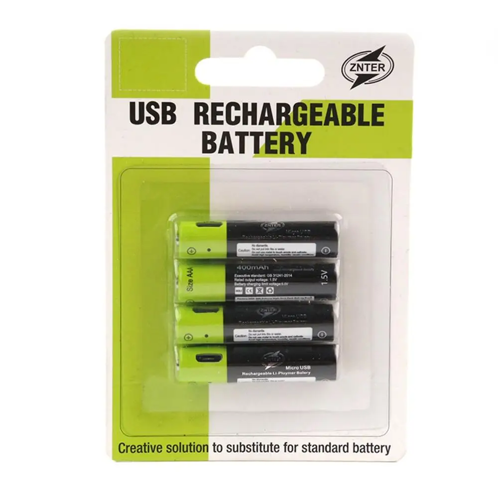 AAA перезаряжаемая батарея Znter 600mah Mirco USB 1,5 v перезаряжаемая литий-полимерная батарея с зарядным кабелем - Цвет: 4 battery